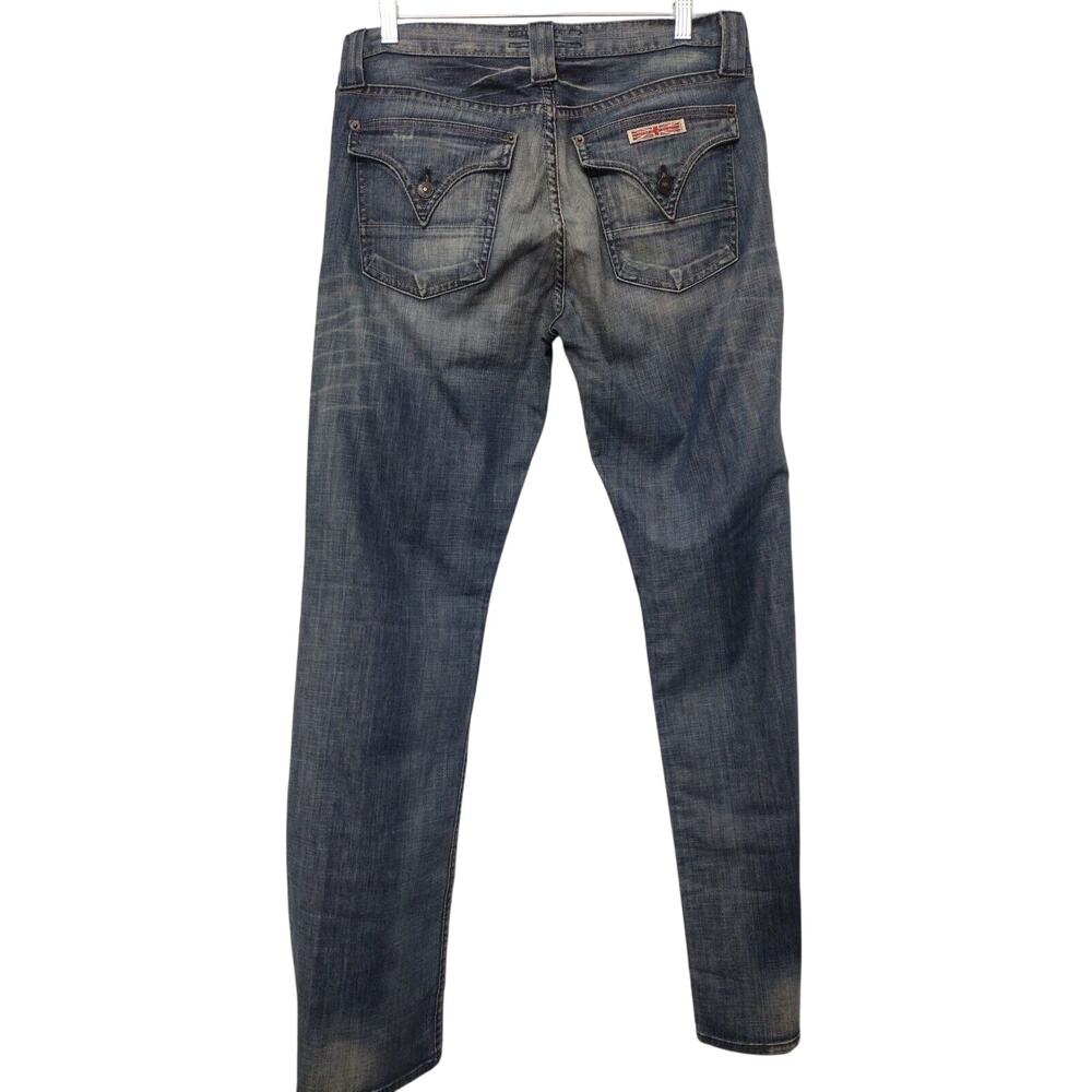 Hudson Mens Jeans 33 Medium Wash Mid Rise Straight Regular Fit Semi Distressed